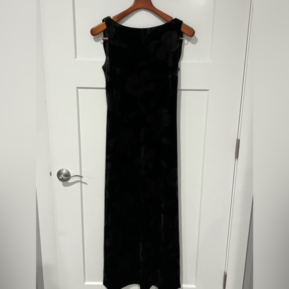 Vintage Y2K David Warren Velvet Floral Sheath Dress Sz 4